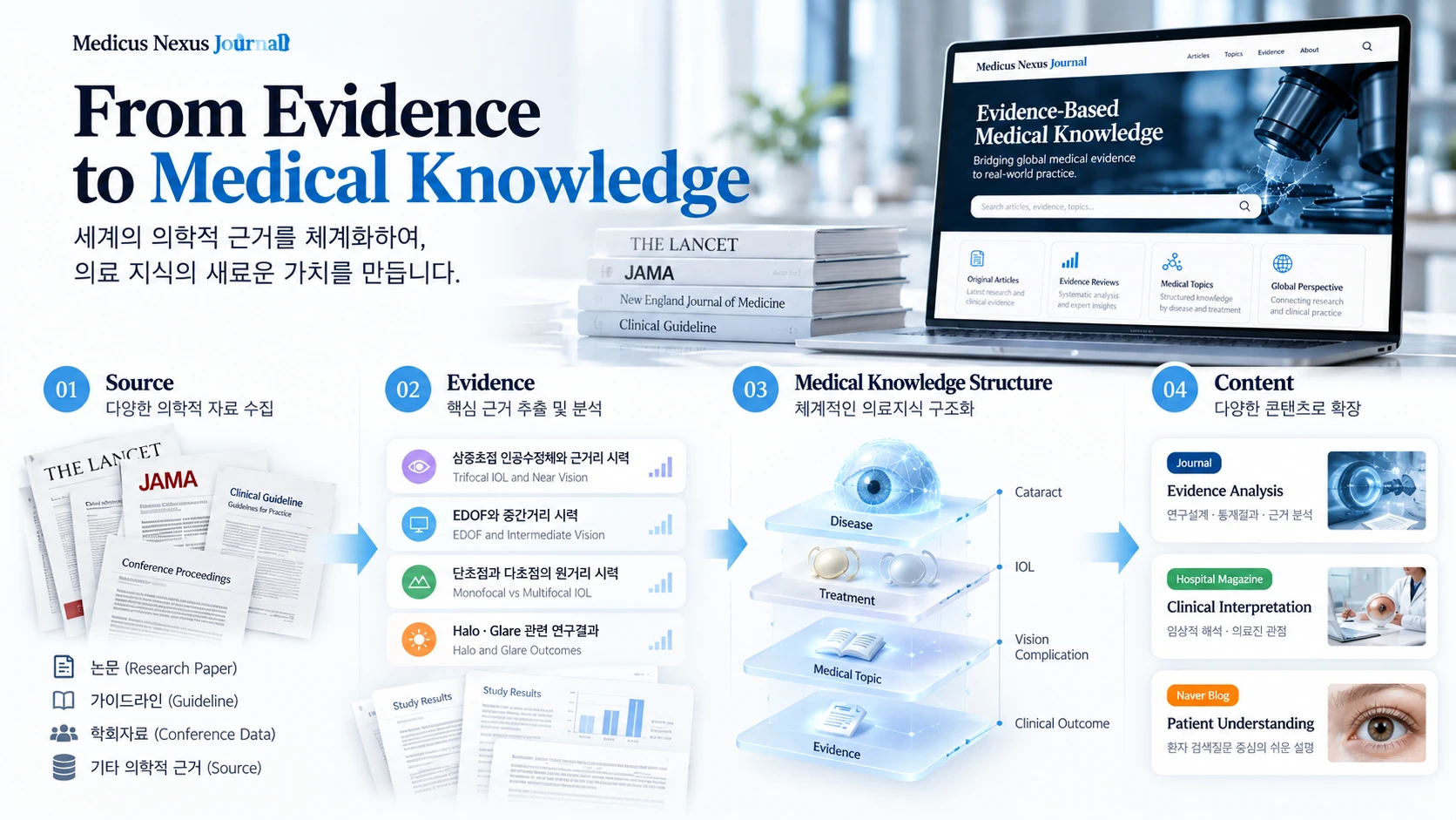 원자료에서 근거와 의료지식, 콘텐츠로 이어지는 편집 흐름